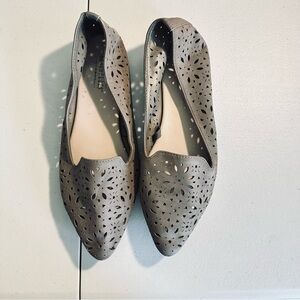 Seychelles Anthropologie Flats Julia Laser Cut Pointed Toe Slip On Tan | 6